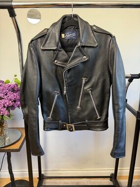 Vintage Symax Garment Co. Black Leather Biker Jacket Made in Canada